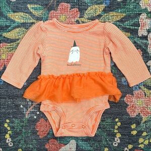 Carter’s Halloween Peekaboo Ghost Striped Tutu Onesie, Size 3 Months